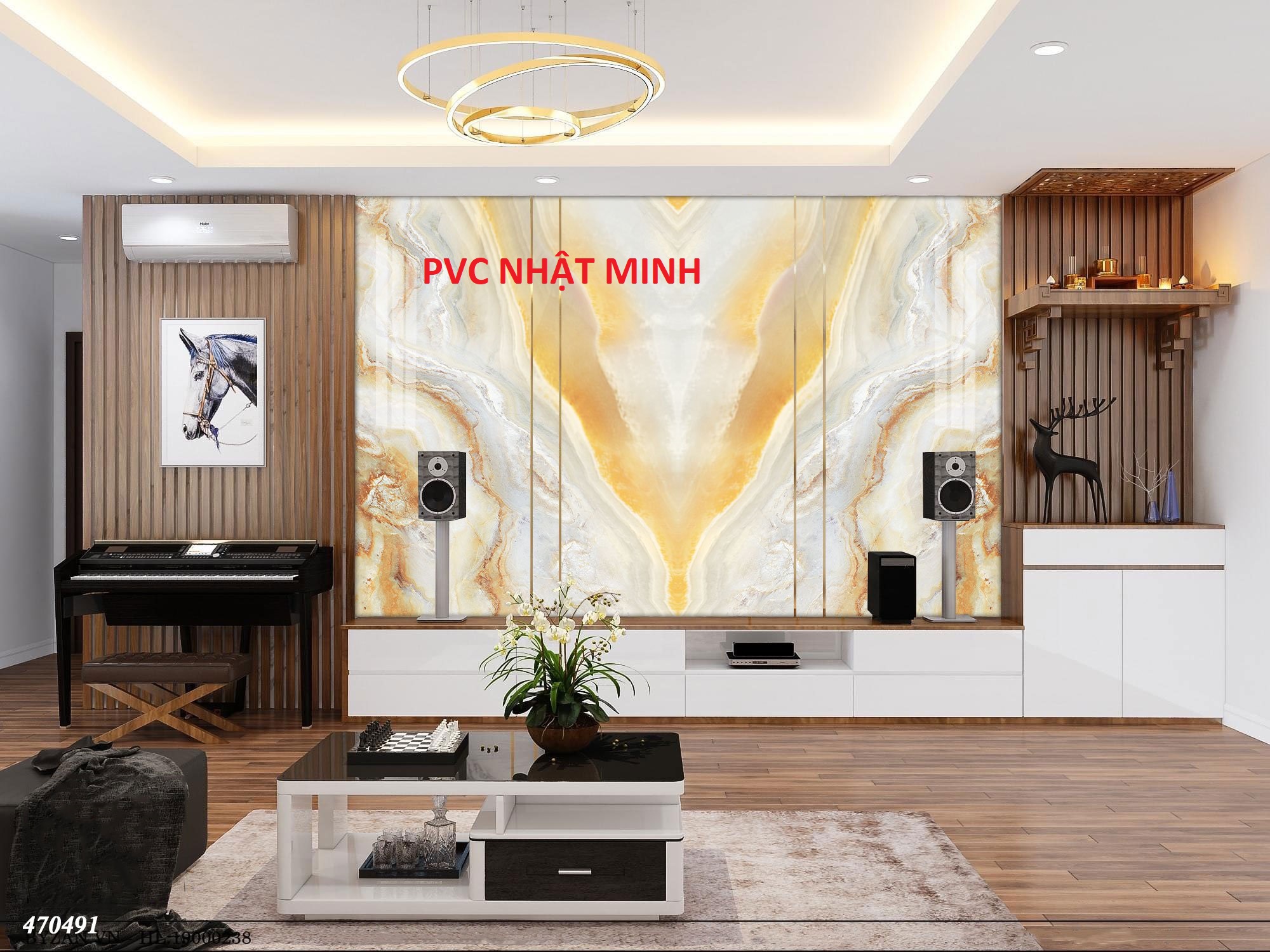 thi công ốp tường pvc vân đá